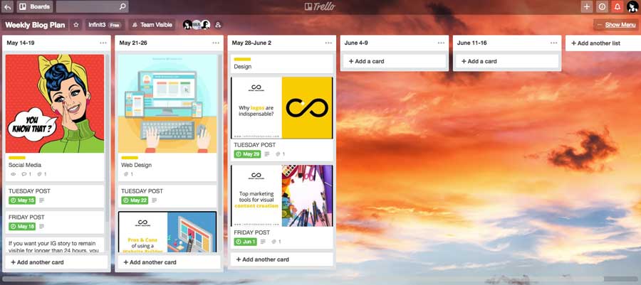 Trello for Visual Content marketing marketing tool that works