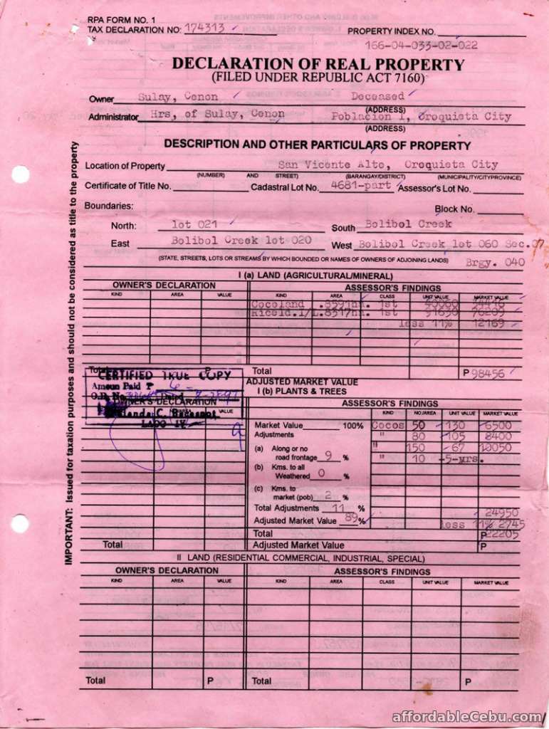 Sample of-Declaration-of-Real-Property